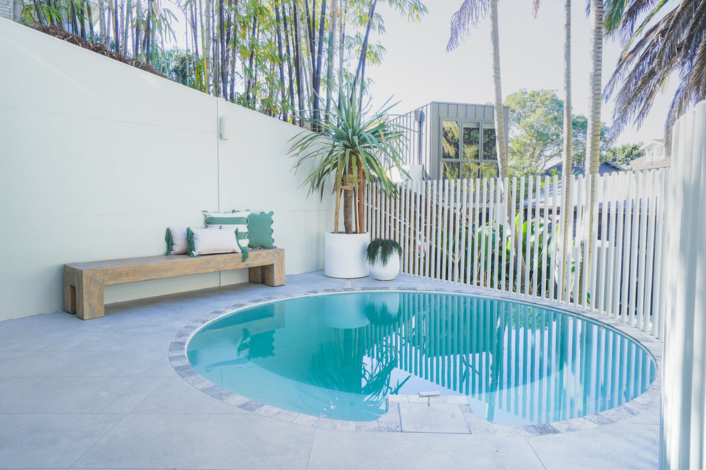 Retro Plunge Pool Styled by Darren Palmer with Odin Coffee Table/Bench - Vintage Design with Modern Touches